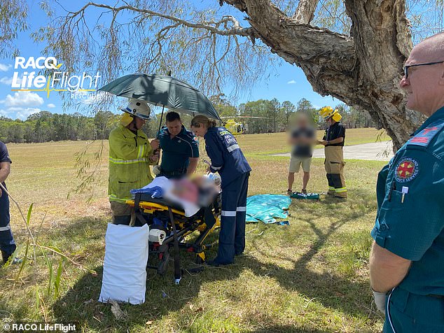 A female passenger on the plane was treated at the scene by paramedics and flown to hospital