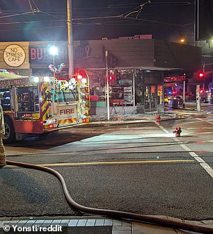 Burgertory's Caulfield branch in Melbourne's south-east burned down around 4am on Friday (pictured)