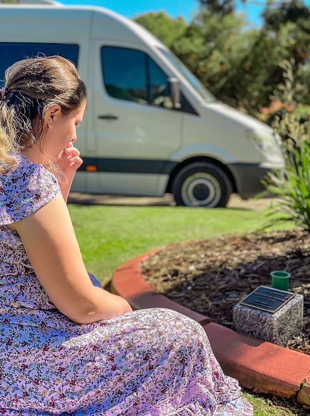 Amylee pictured at Jack's grave