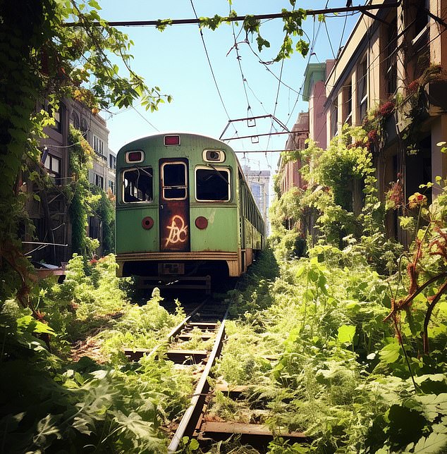 ChatGPT writes: 'A century from now, San Francisco will be a city reborn, reclaimed by the ruthless forces of nature.  The iconic Golden Gate Bridge is now adorned with waterfalls and the steep slopes are lush with redwoods and wildflowers.