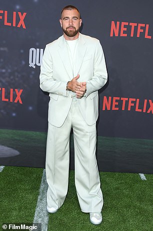 Kelce's baggy pants stood out during the premiere of Netflix's Quarterback series this year