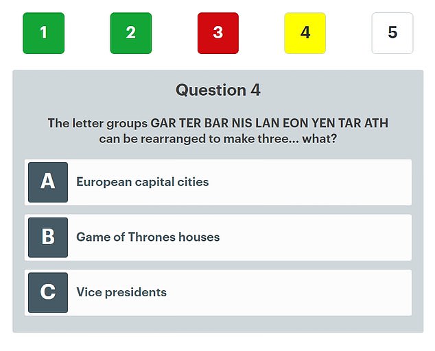 Mindbender focuses on mental acuity with a handful of questions about arithmetic and verbal reasoning