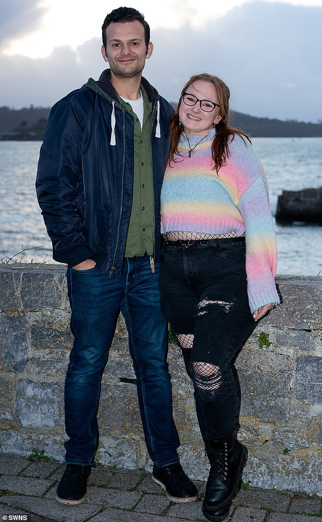 Over the past two years, Dan and Katey (pictured in their hometown of Plymouth) had invited their good friend - who even acted as the couple's bridesmaid - into their bedroom