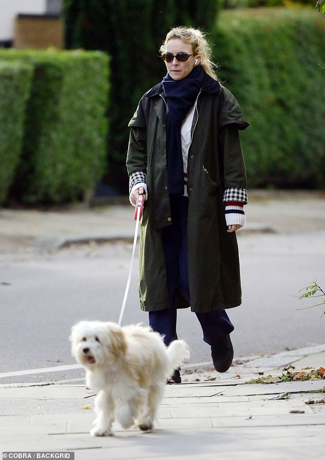 Chic: The Killing Eve star exuded old-school English fashion as she donned a khaki parka coat, with checked sleeves