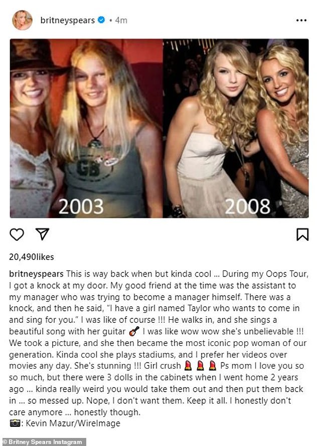 Strange Posting: The message to Lynne was strangely placed at the end of a message about Taylor Swift