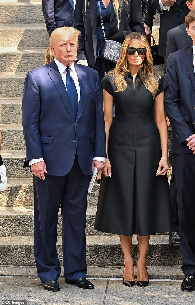 Donald and Melanie Trump pictured together at Ivana Trump's funeral on July 20, 2022 in New York City