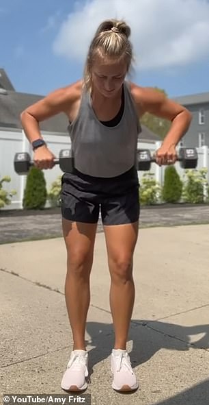 When Fritz started her transformation in January, she started working out by walking at the gym.  She now runs four to five days a week and lifts weights two to three days a week