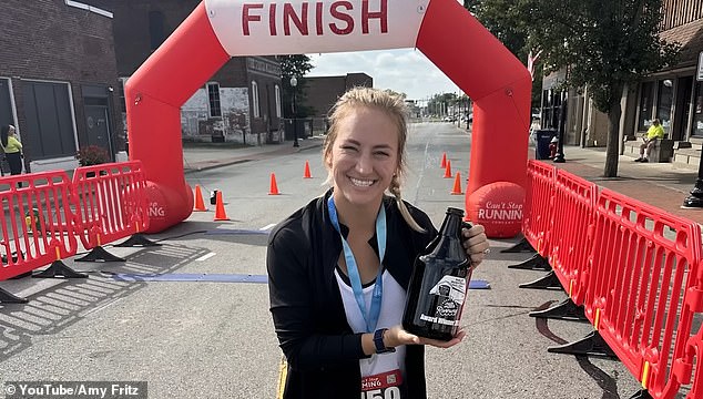 Fritz ran a half marathon in September and came third in her age group after completing the 13.1-mile race in one hour and 52 minutes