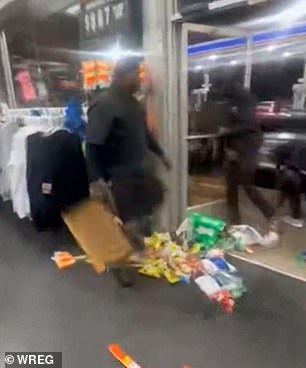 Looters dropped items as they tried to flee out the door