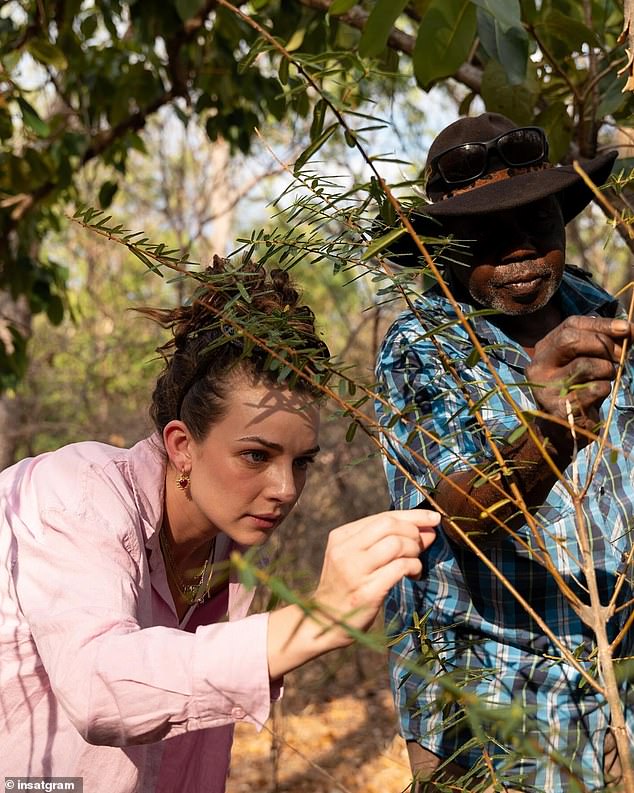 The Masked Singer judge was spotted taking a native bush walk during the trip and called it exciting news for her.  Seen here in Kakadu National Park