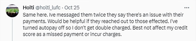 In early October, customer payments through these accounts, which were made via direct debit, were not being recorded, leaving users frustrated with the issue