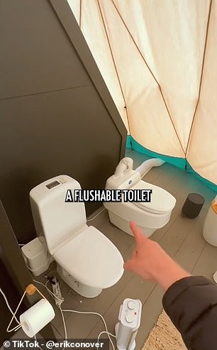 An example of one of the bathrooms at camp, complete with a flushable toilet