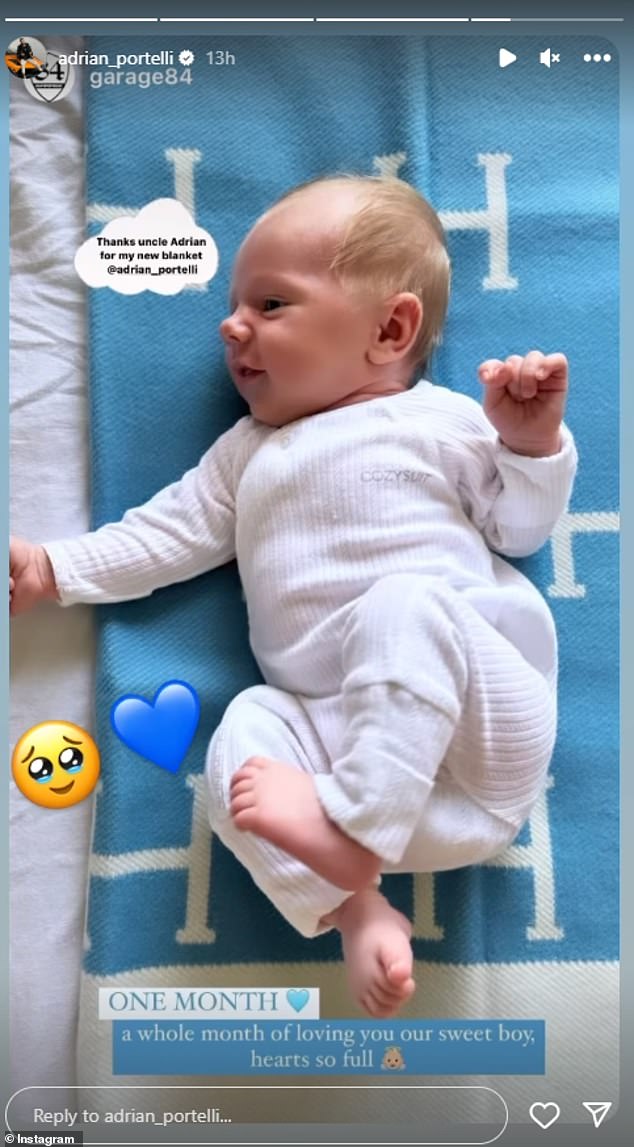 Adrian seems to be very excited about the birth of his child as he also posted an adorable photo of his one-month-old nephew and said his heart was 'so full' with him in his life