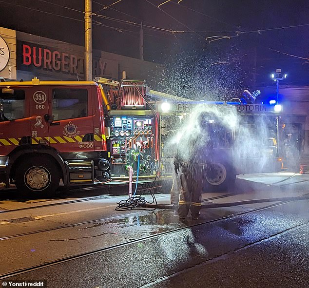 Tensions in Caulfield, a center for the Australian Jewish community, reached breaking point on Friday after a pro-Palestinian burger shop (above) burned down