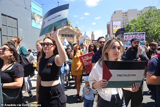 Caulfield, in Melbourne (above), has become a hub for protests between supporters of Israel and Palestine in the past month