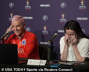 Rapinoe joked in her post-match interview as her teammate Rose Lavelle, 28, laughed along with her