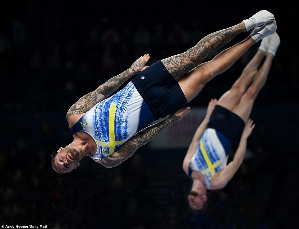 The Swedish team showcased their talents with a captivating performance in the trampolining pairs event