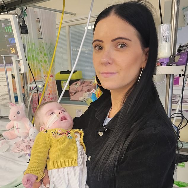 Baby Indi Gregory with her mother Claire Staniford.  The baby has since died after her life support was turned off