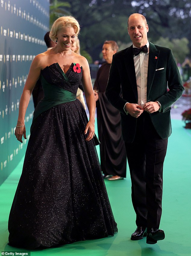 The glitzy awards ceremony, held in Singapore last week, was hosted by Hannah Waddingham (pictured in conversation with Prince William)