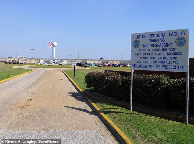 The hospital removed Williams from life support on November 5.  He was then transferred to a medical unit at Kilby Correctional Center (pictured) on November 9 and died shortly after his arrival.