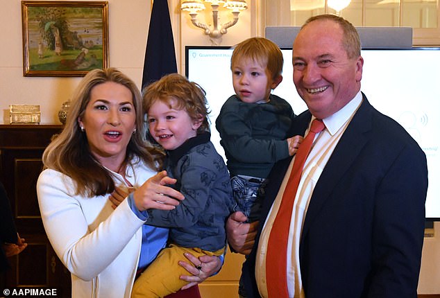 Vikki Campion and Barnaby Joyce are pictured with their sons Sebastian and Thomas