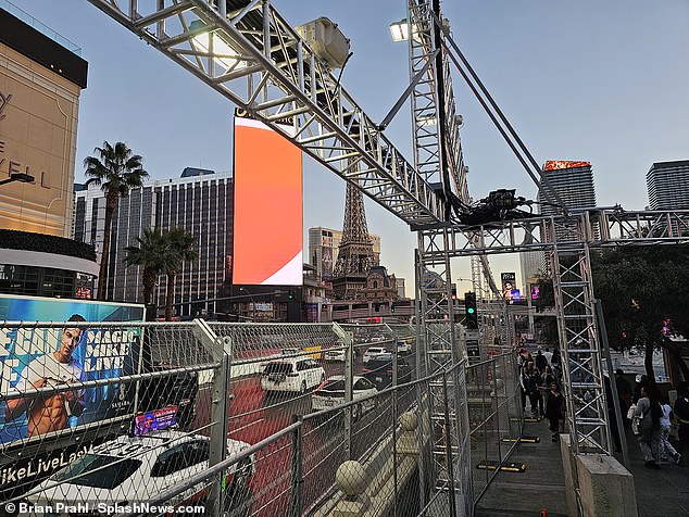 People go about their business in Sin City as the city's transformation into an F1 circuit continues