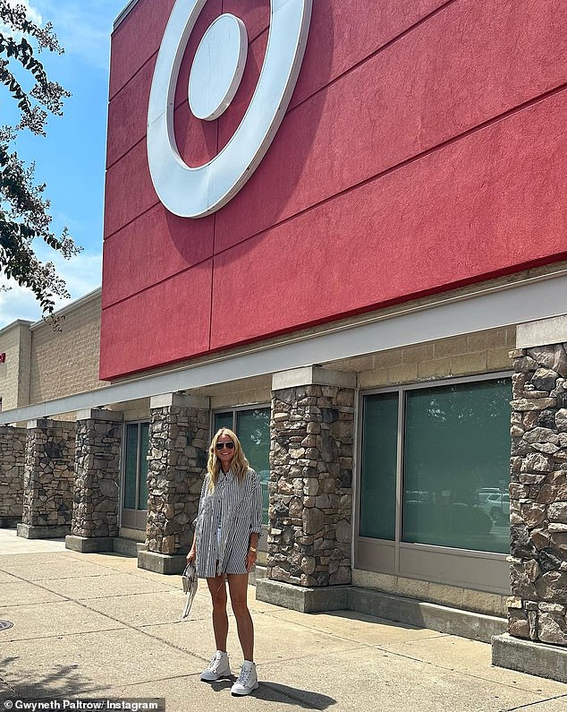 Affordable: The Shakespeare in Love actress, 51, shared the news on Instagram by posting three photos of herself standing in front of a Target store.  