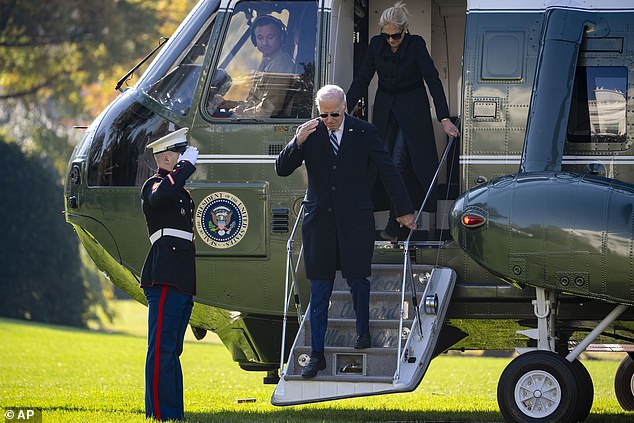 Biden returned to the White House after spending the weekend at his home in Delaware