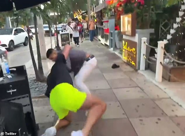 Sullivan eventually fought back and threw Zherka across the sidewalk outside the restaurant