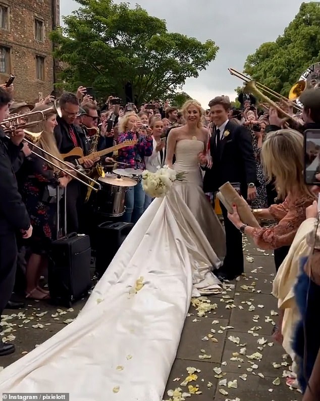 Wedding Bells: Pixie and Oliver finally tied the knot at Ely Cathedral last June after their wedding was canceled several times due to Covid