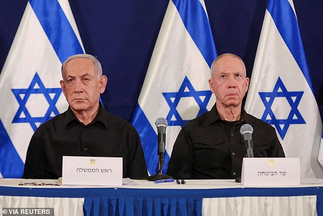 Israeli Defense Minister Yoav Gallant (right, pictured with Israeli Prime Minister Benjamin Netanyahu) said last night that Hamas has 