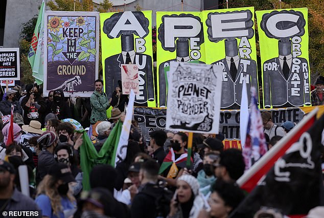 Pro-Palestinian and anti-capitalist protesters were vocally against APEC on Sunday