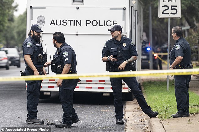 Austin police are investigating the crime scene after an Austin police officer was killed following a shooting in South Austin, Texas on Saturday