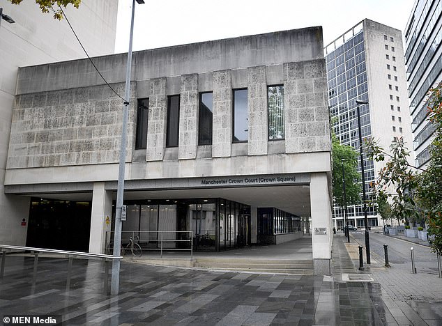 Manchester Crown Court (pictured) was told the young victim had gone to Manchester for a night out before the attack