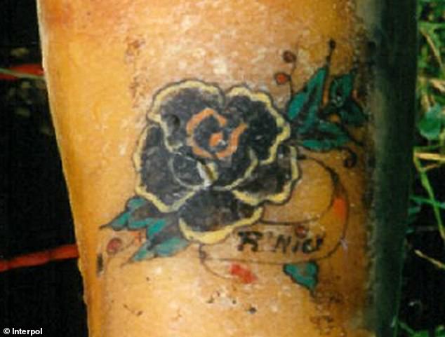 The 31-year-old's most notable physical feature was a flower tattoo on her left forearm of a black flower with green leaves and 'R'Nick' written underneath.