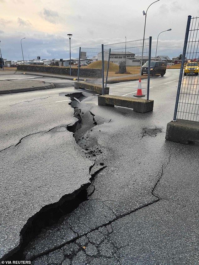 Roads were closed as large cracks developed due to tremors, amid increasing seismic and volcanic activity