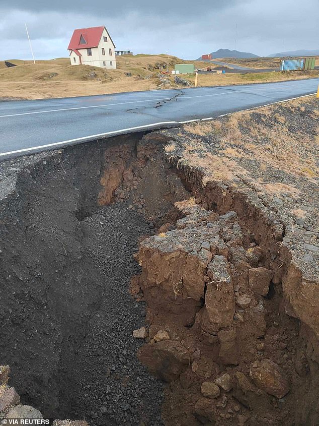 On November 11, large cracks appear in a road amid volcanic activity near Grindavik, Iceland