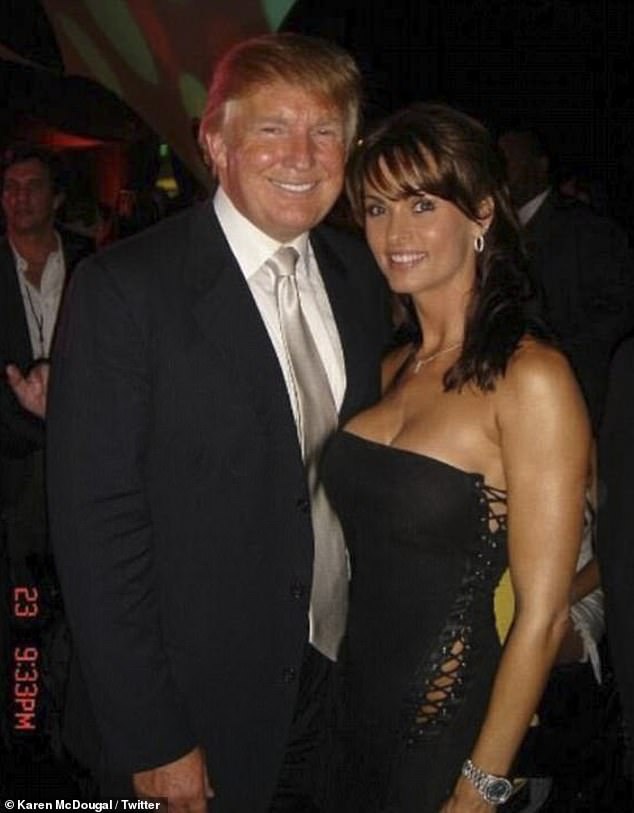 Cohen told the court he broke campaign finance laws by making a hush-money payment to former playmate Karen McDougal (pictured) to 'ensure Trump was protected'