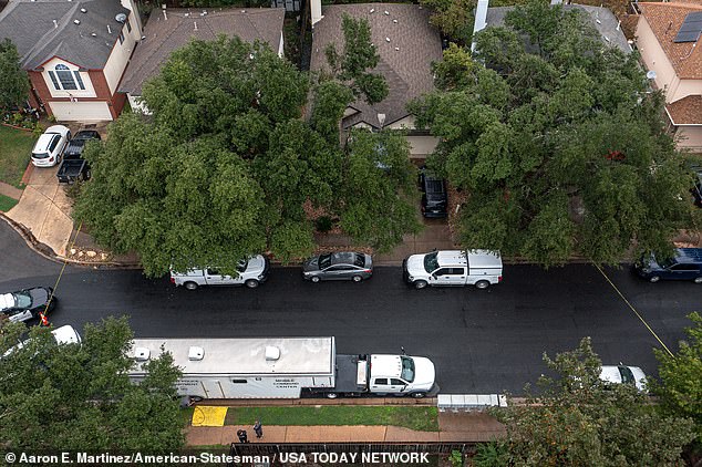 An aerial photo of the house where the hostage situation took place on Saturday morning