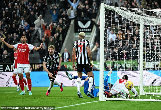 Gordon's goal against Arsenal went through three separate VAR checks before being awarded