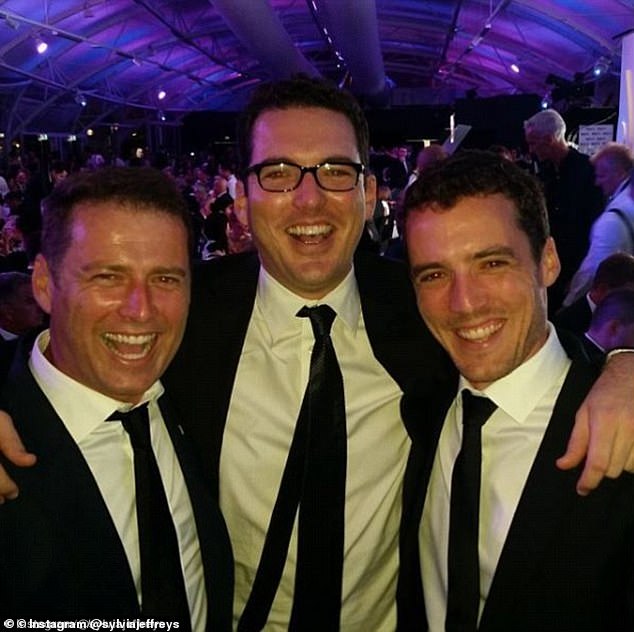 Stefanovic, 49, was talking about his brother's farming business on The Kyle and Jackie O Show and joked that his sibling had been lucky in life.  In the photo: Karl Stefanovic (left) with brothers Peter (center) and Tom (right)