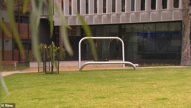 After: Parents have criticized Yarra City Council for a $2 million park upgrade that saw a children's playground replaced with an 'uninviting' swing (pictured), balance beam and climbing frame