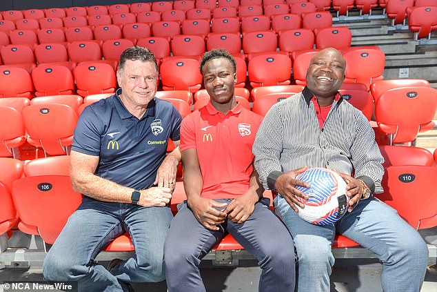 The teenager (pictured with his father Gideon and coach Carl Veart) wants to make a big impact at Bayern and compete for the first team