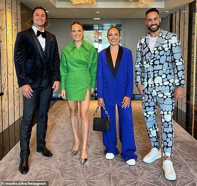 Silva posted a photo of her, Hynes, Matildas star Kyah Simon (second from right) and TV presenter Matty Mills (right) before their performances at the ARIA Awards