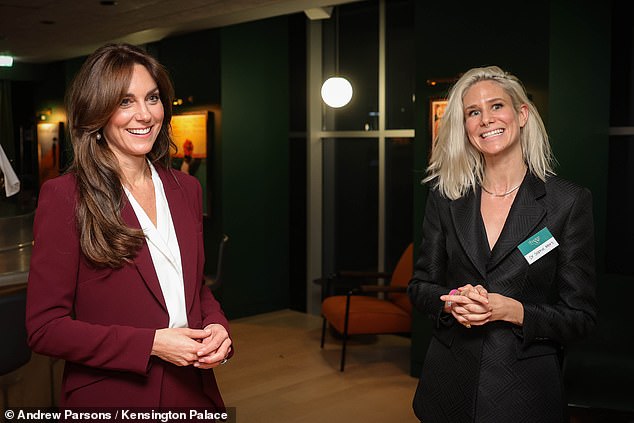 The princess was all smiles as she prepared for her keynote speech at the reception yesterday