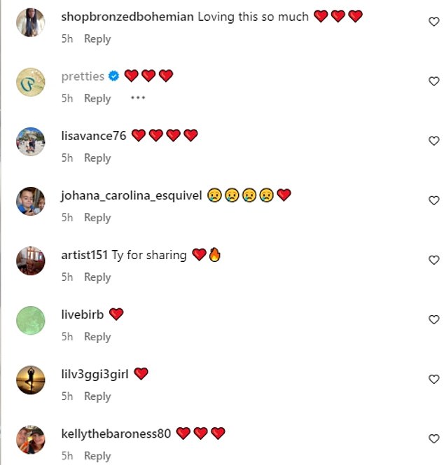Support: Fans and friends rushed to send their support to the star as they sent their love in the comments, including a sweet response from friend and actress Kate Beckinsale