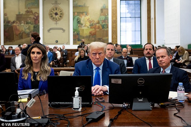 Former US President Donald Trump attends the Trump Organization civil fraud trial in the New York State Supreme Court on October 24