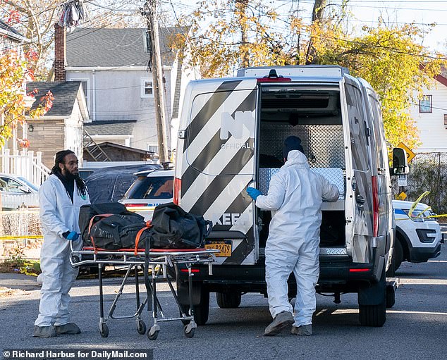 Police found the tenants in a bedroom in the basement, and the suspect's girlfriend in a bed upstairs