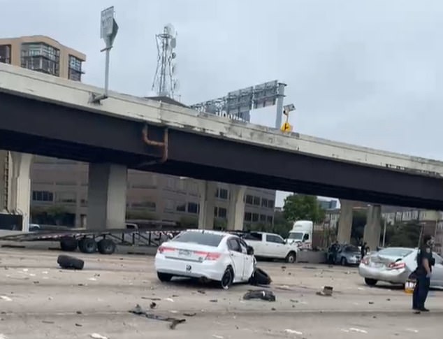 Lally found himself in the middle of a chaotic shootout on Highway 59 in Texas after a police chase and a car crash