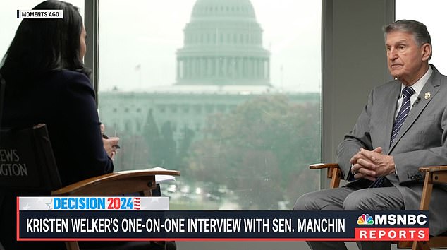 Manchin (right) spoke with Kristen Welker (left), host of NBC's Meet the Press, after announcing Thursday that he would not seek another term in the U.S. Senate